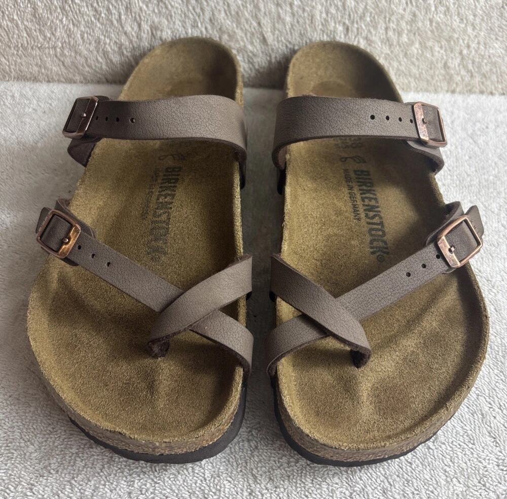 NWT Birkenstock Mayari Birko- Flor Sandals Mocha Size 38 W-7-M-5